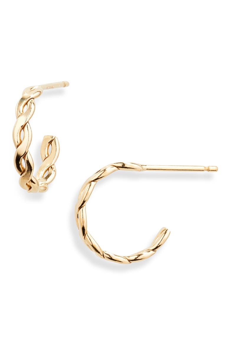 Woven Hoop Earrings, Main, color, GOLD FILL