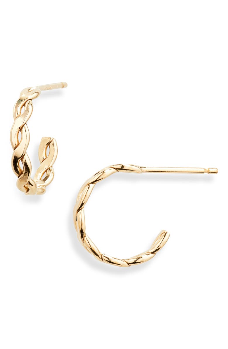 Nashelle Woven Hoop Earrings, Main, color, Gold Fill