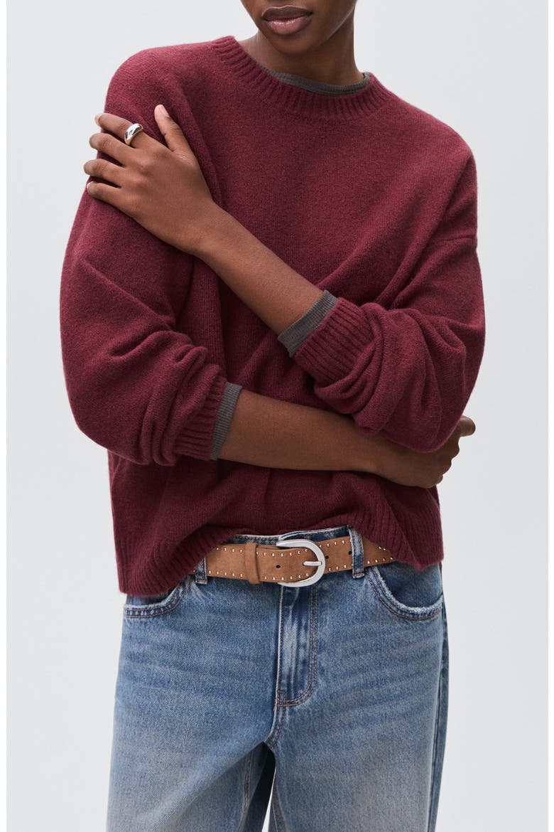 Crewneck Sweater, Main, color, BURGUNDY