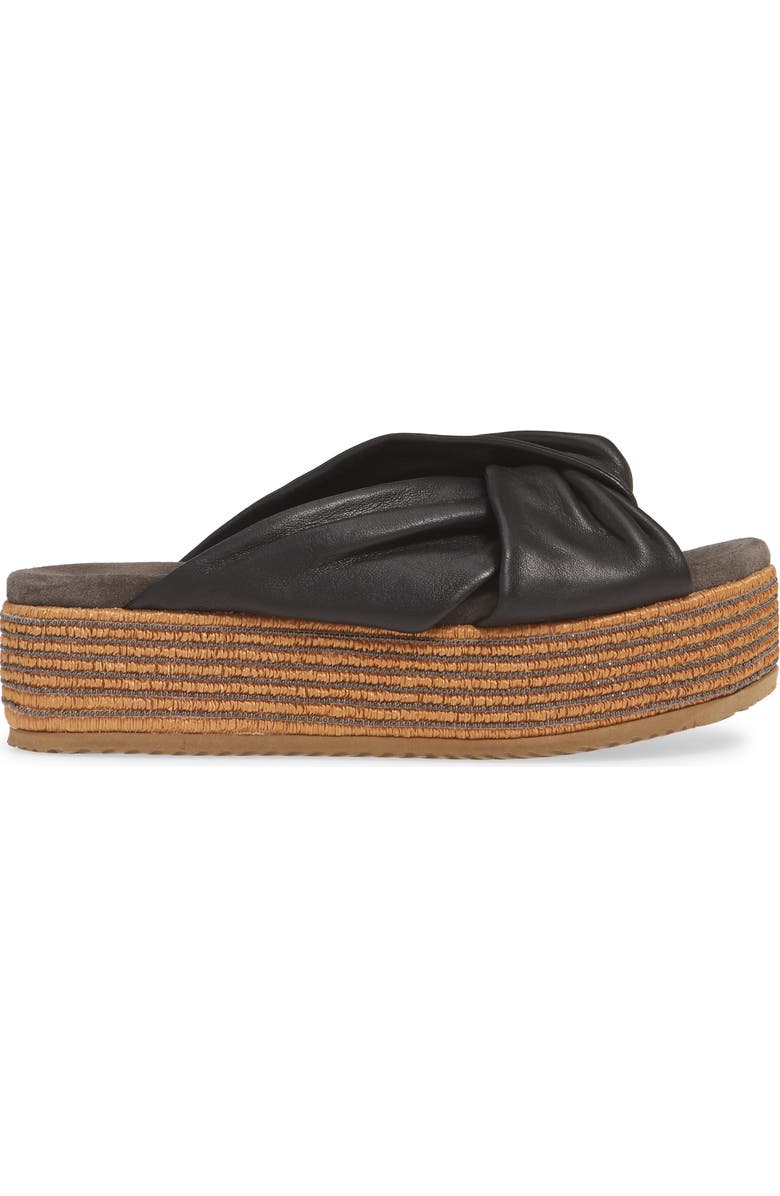 Brunello Cucinelli Raffia Platform Slide Sandal, Alternate, color,