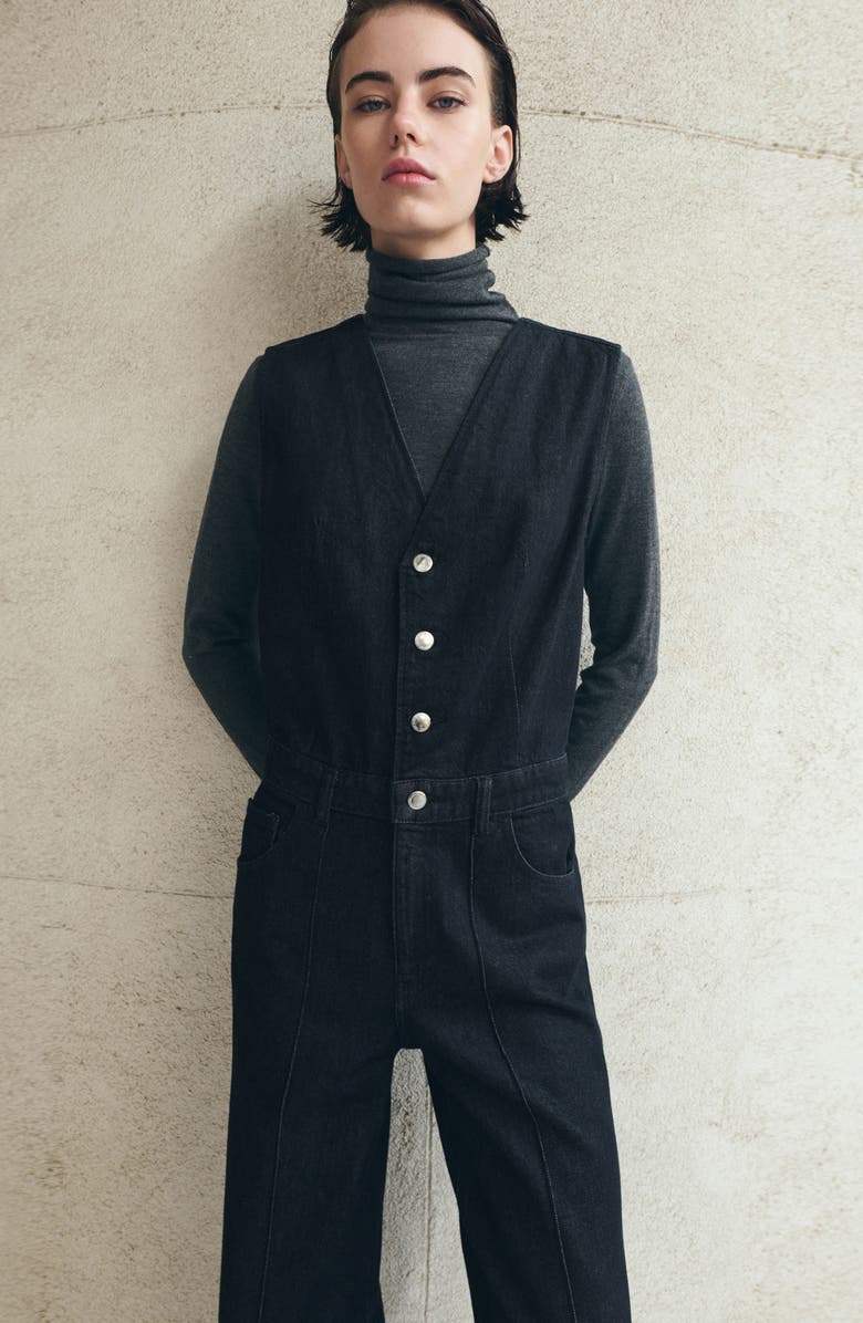 MANGO Odette Denim Jumpsuit, Alternate, color, Open Blue