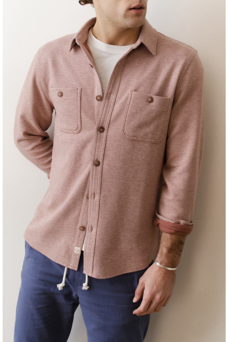 Pacifica Stretch Twill Overshirt, Alternate, color, FADED RED