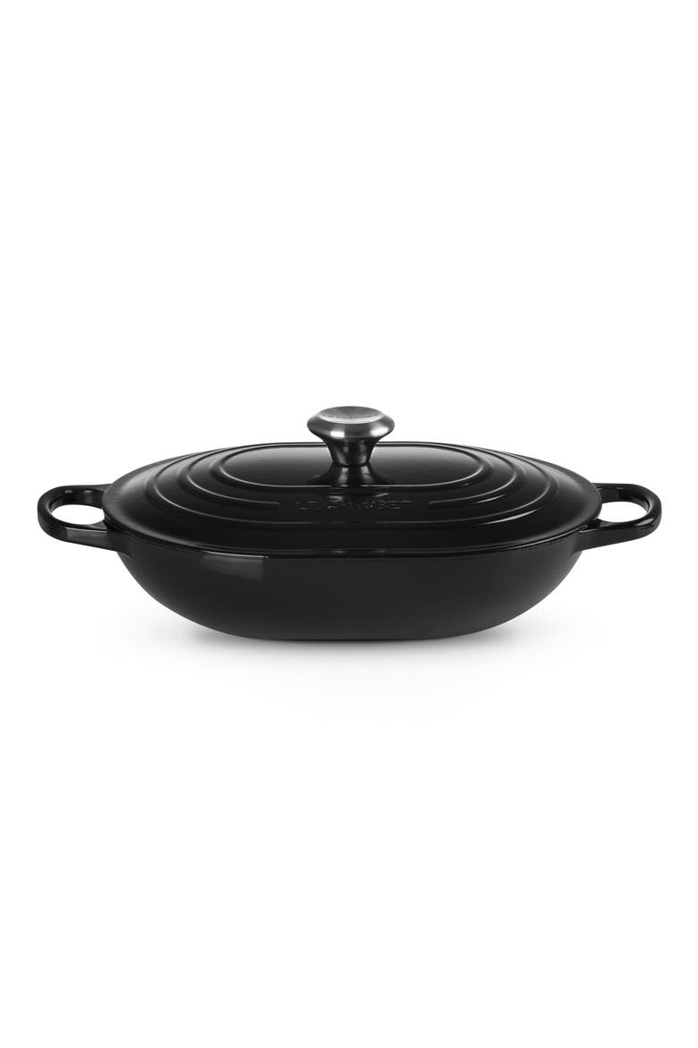 3.75-Quart Oval Enameled Cast Iron Casserole, Alternate, color, LICORICE