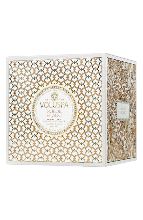 Voluspa Suede Blanc Boxed Luxe Candle In White
