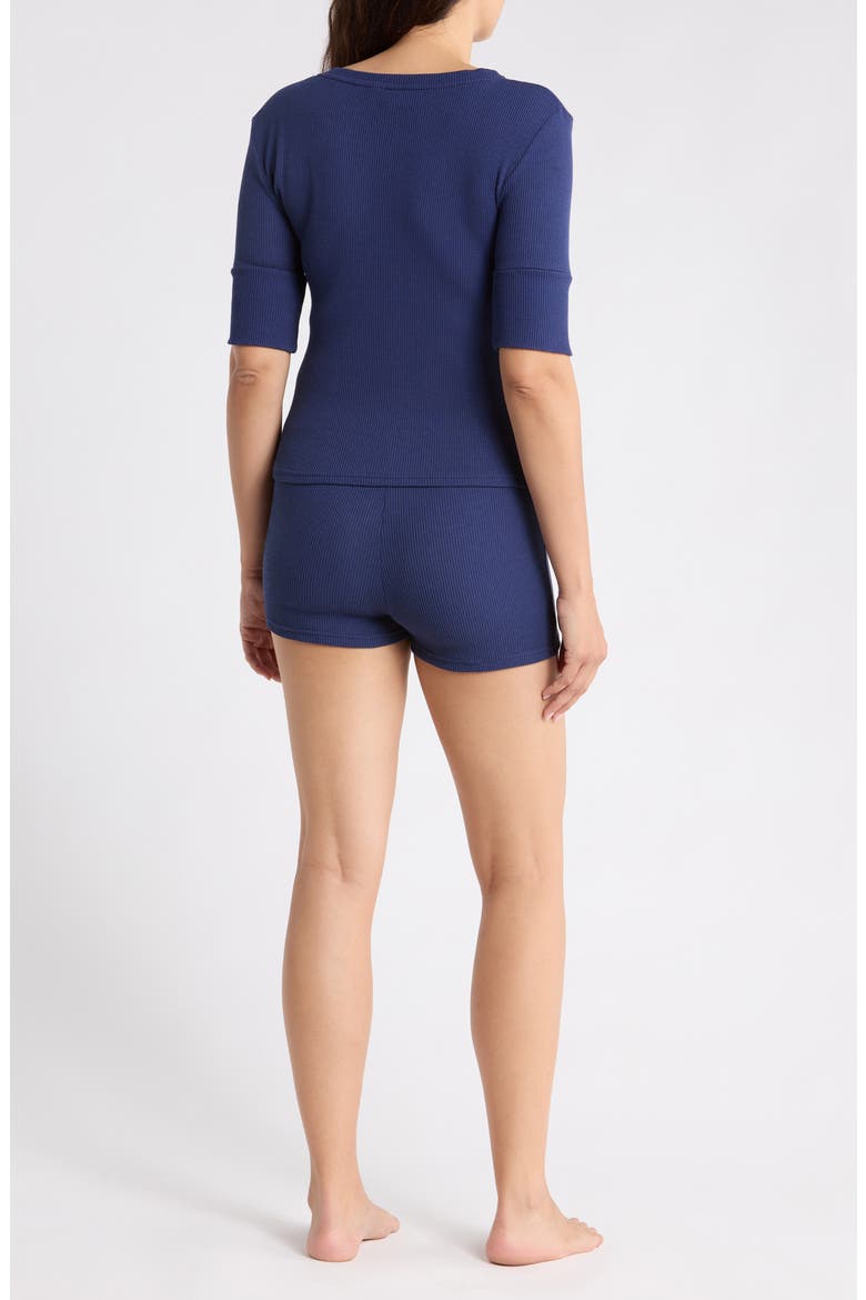 Rib Henley Shirt & Shorts Pajama Set, Alternate, color, NAVY