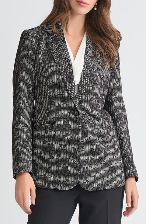 Floral Notch Lapel Blazer