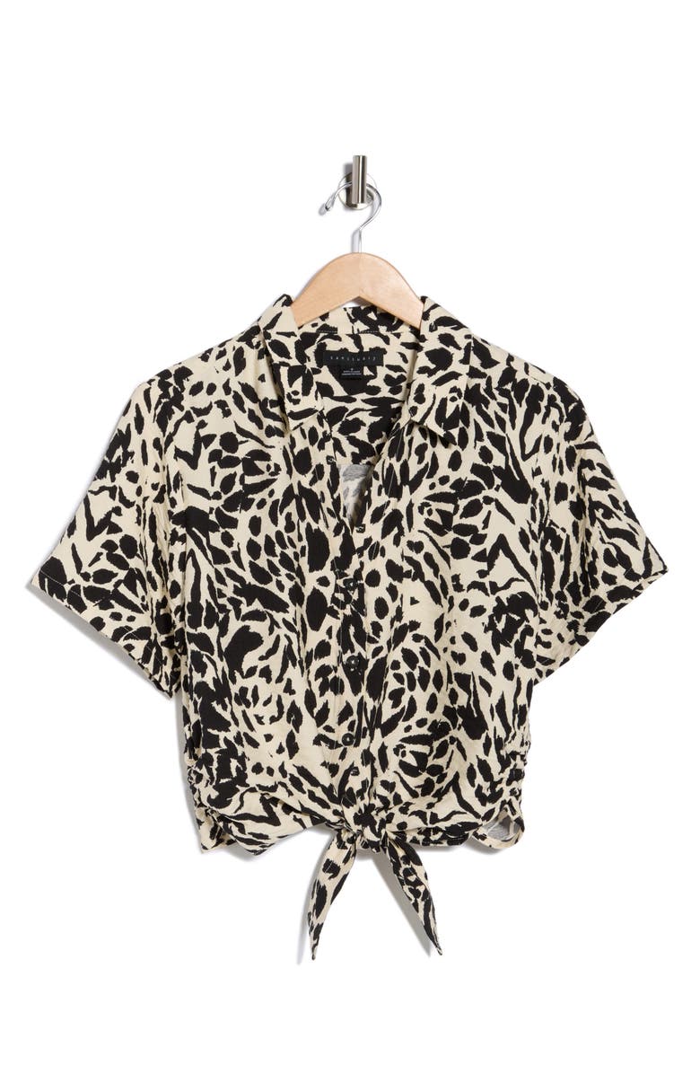 Sanctuary Baja Short Sleeve Tie Front Button-Up Shirt, Alternate, color, City Spots
