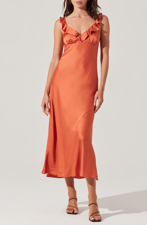 Zoie Ruffle Neck Satin Slipdress