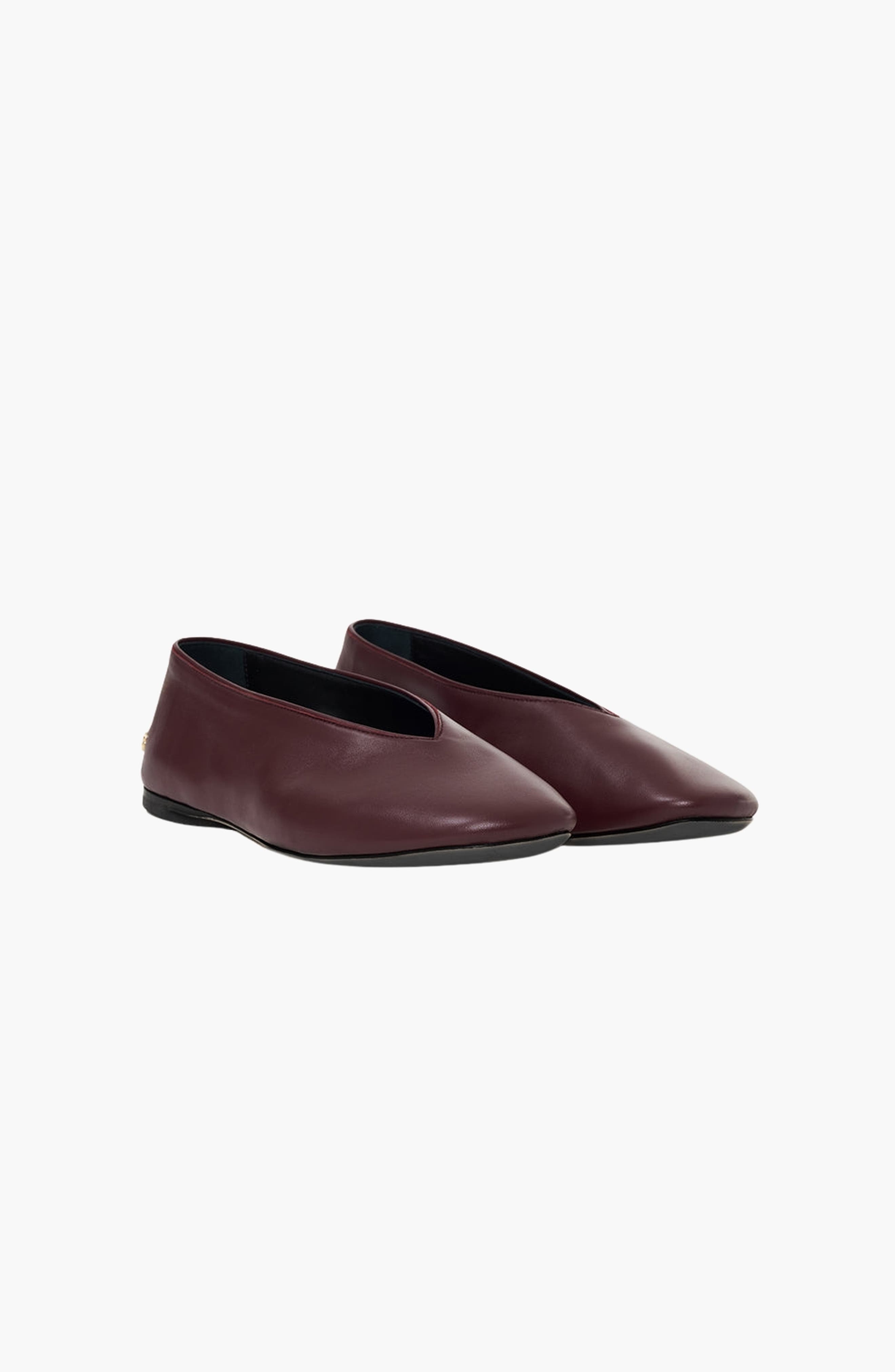 Ana Smooth Leather Flat, Alternate, color, Fig