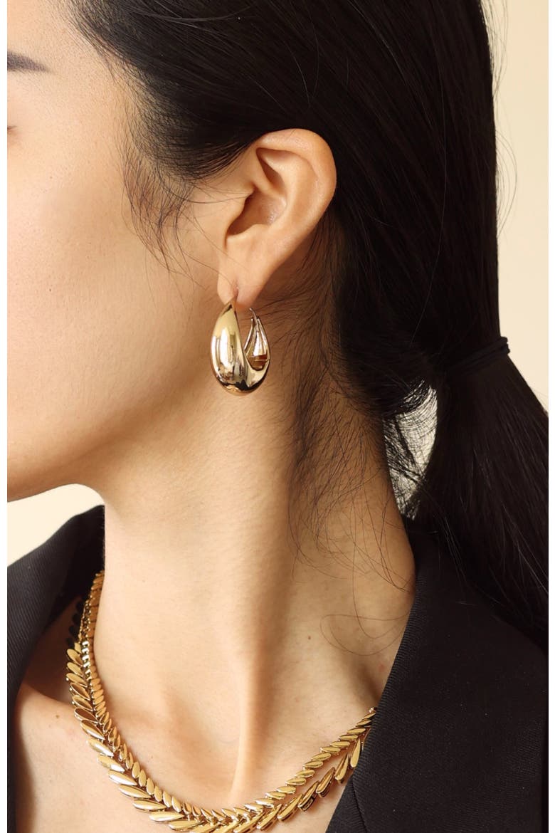 Drop Hoop Earrings, Alternate, color, Gold