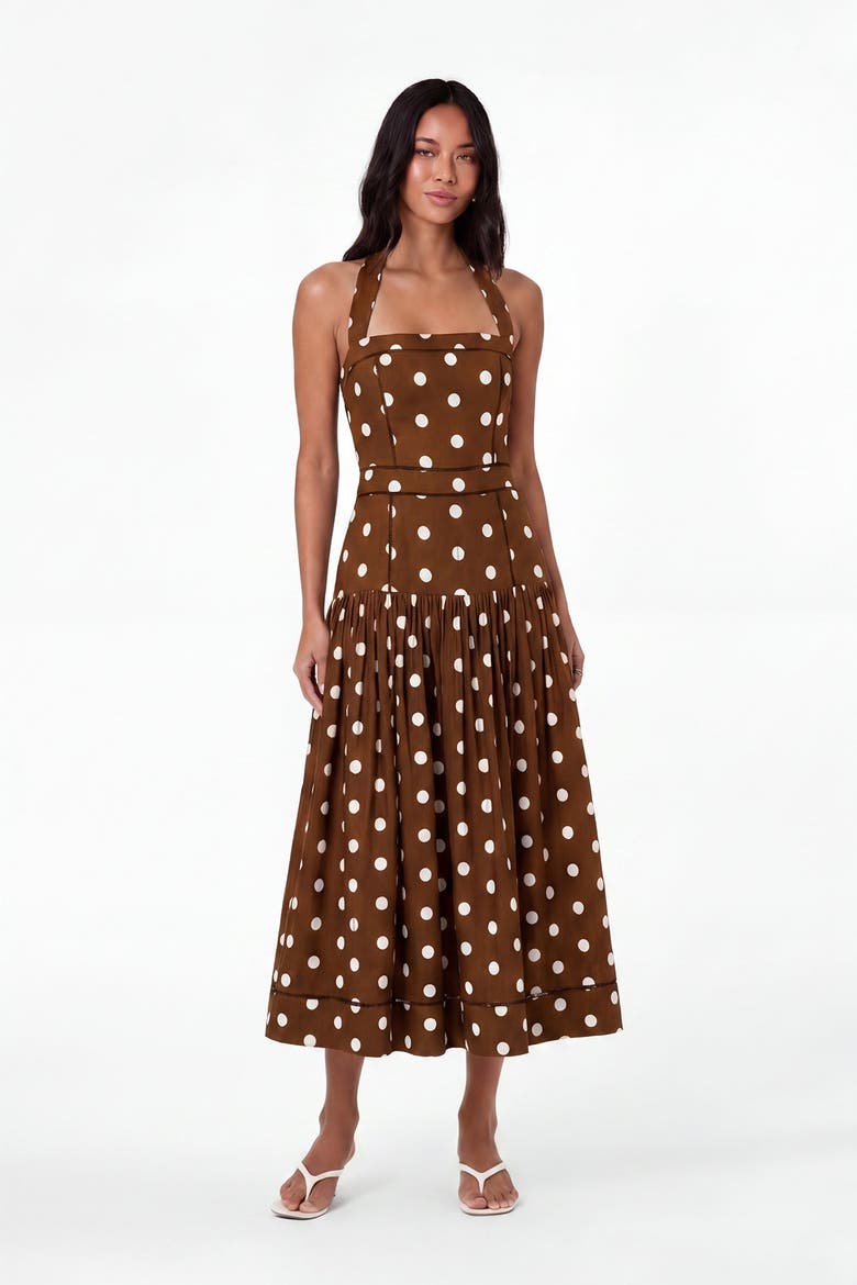 Vivianne Dress, Main, color, Spice  Ivory Polka Dot