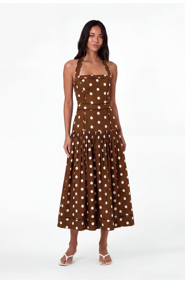 NICHOLAS Vivianne Dress, Main, color, Spice Ivory Polka Dot
