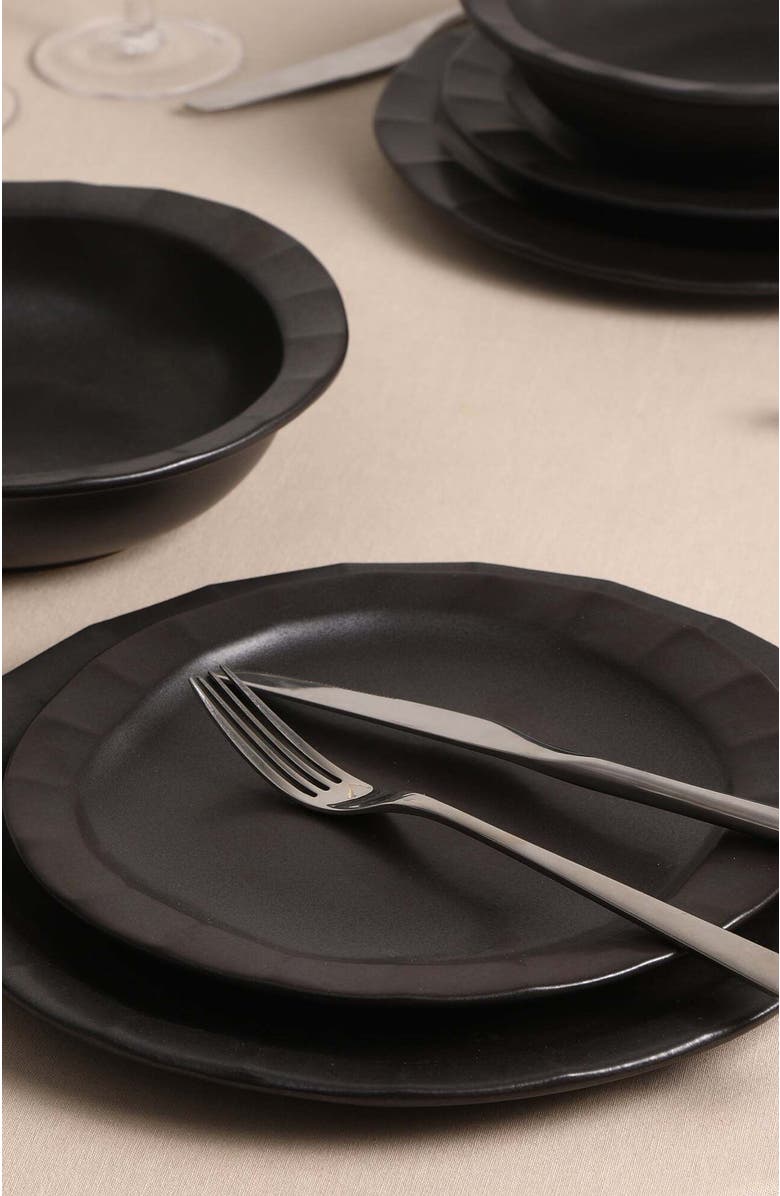 Stone Lain Oasis Stoneware 4-Piece Salad Plate Set, Alternate, color, Black