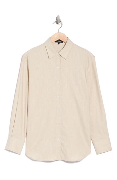 Linen Blend Boyfriend Shirt