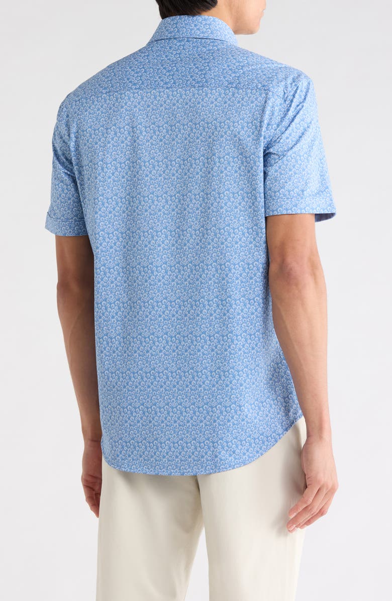 Bugatchi Short Sleeve Woven Shirt, Alternate, color, Cobalt