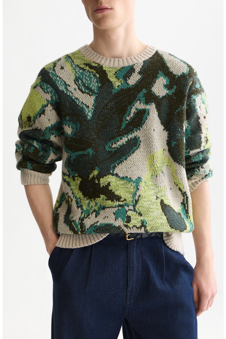 Oversize Floral Watercolor Crewneck Sweater, Main, color, WATERCOLOR