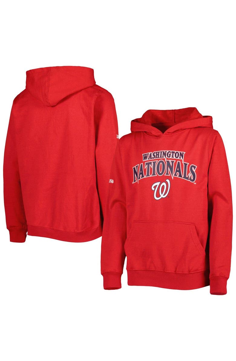 STITCHES Youth Stitches Red Washington Nationals Center Chest Pullover Hoodie, Main, color, Red