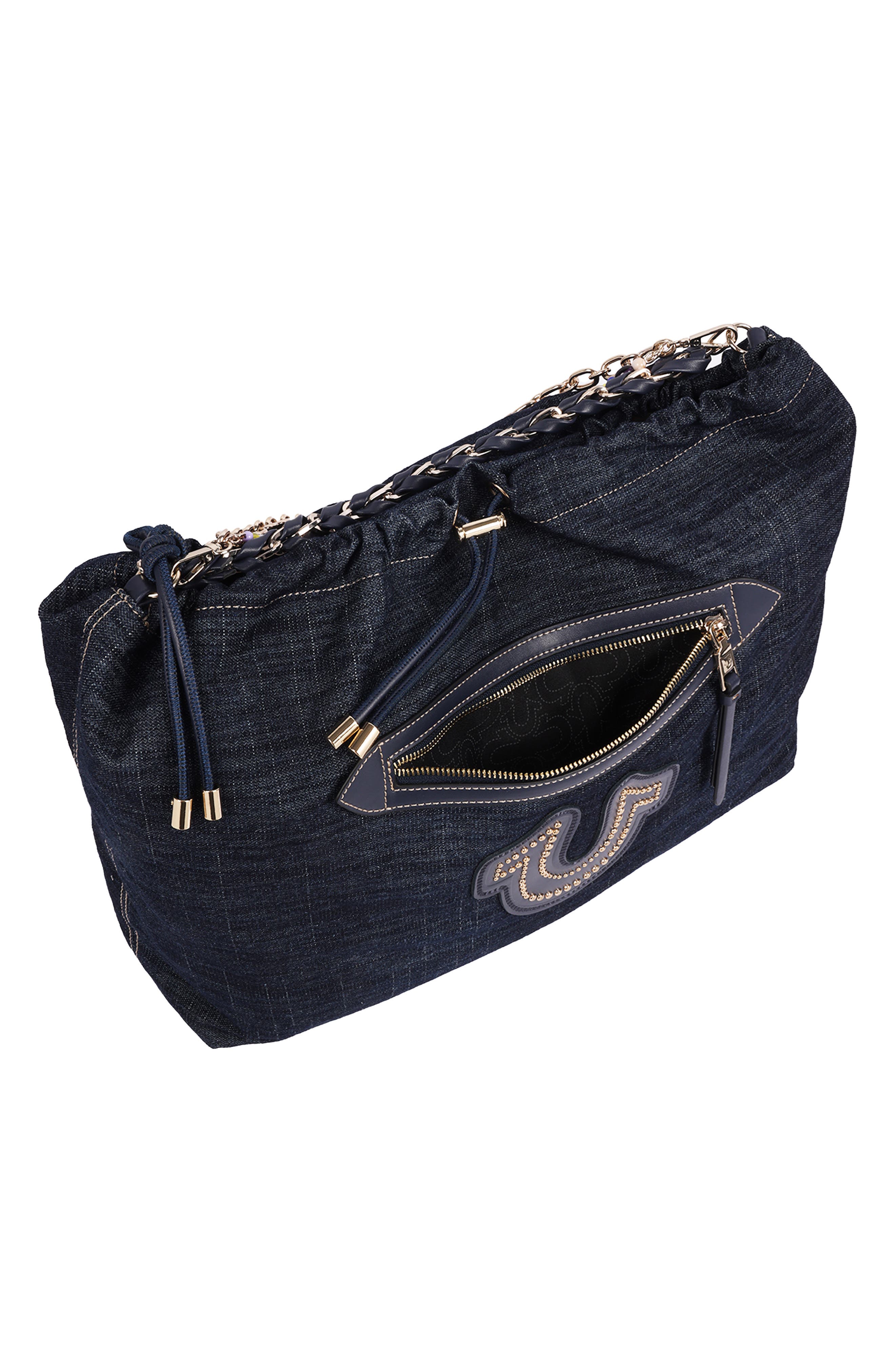 Vintage Chain Denim Hobo, Alternate, color, DARK DENIM