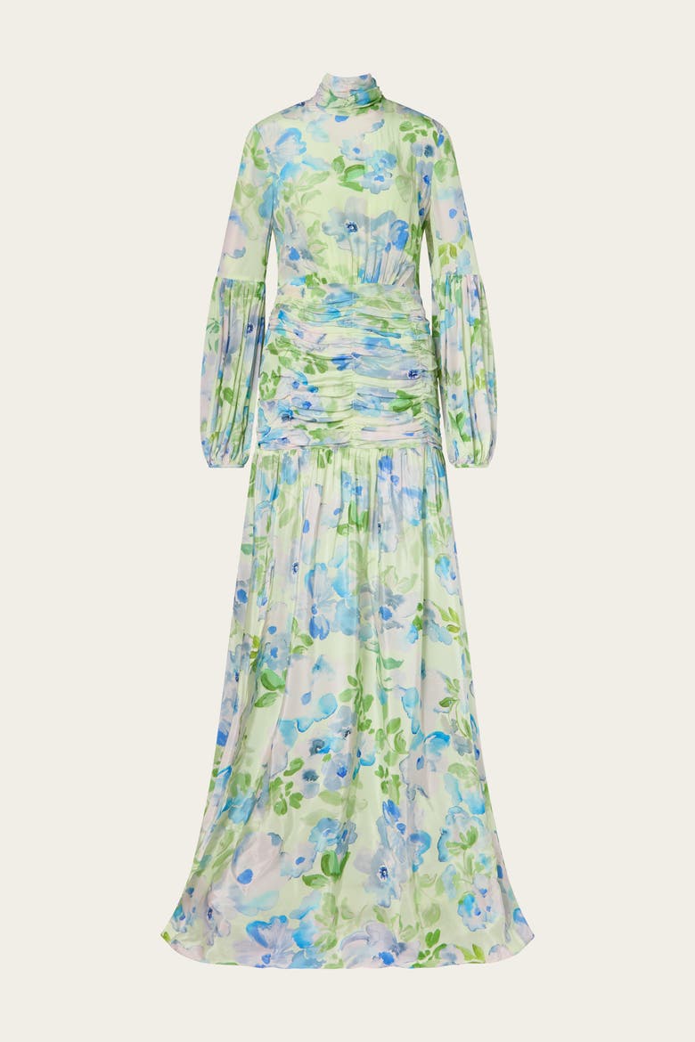 Thalia Draped Waist Maxi Dress, Alternate, color, Pastel Floral Pistachio