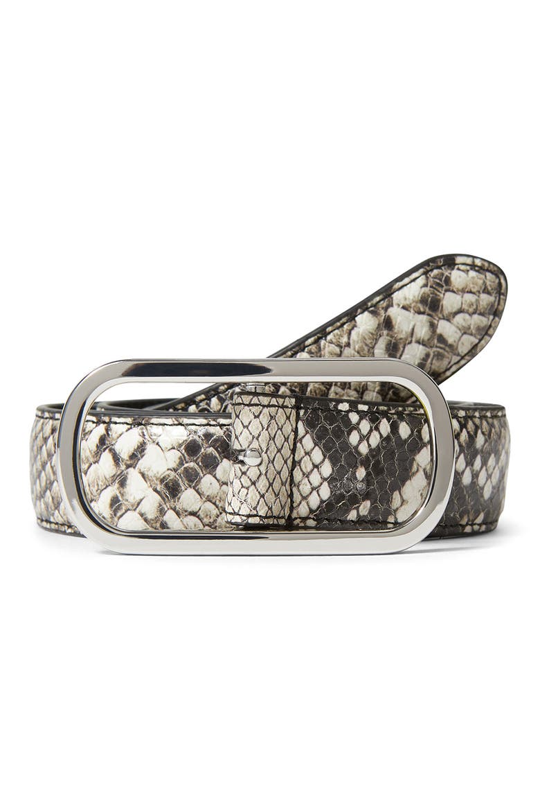 Snake Embossed Leather Loop Belt, Alternate, color, NATURAL MULTI