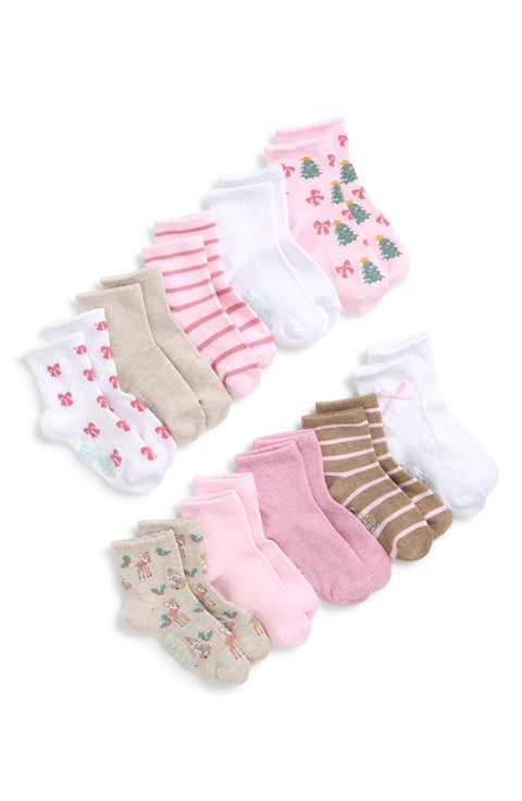Kids' 10-Pack Holiday Gripper Crew Socks