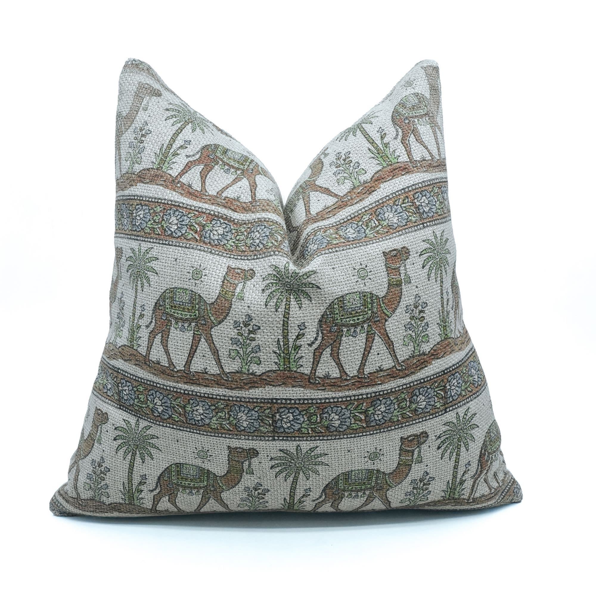 Camel Guide Block Fabdivine Camel Stylish Boho Block Design Jute Linen Pillow Cover ...