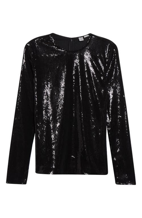 Totême Toteme Round-neck Sequin Top In Black