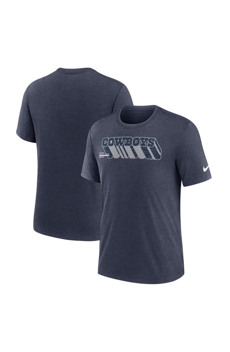 Nike Men's Nike Heather Navy Dallas Cowboys Long Pass Tri-Blend T-Shirt, Alternate, color, Heather Navy