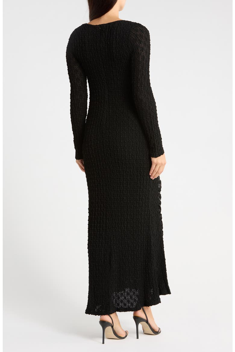Long Sleeve Textured Knit Maxi Dress, Alternate, color, BLACK