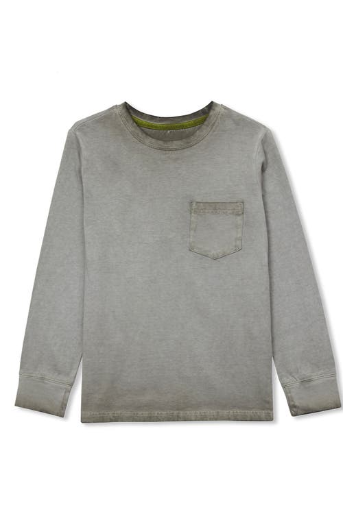 Lands' End Boys Long Sleeve Washed Pocket Shirt In Gray