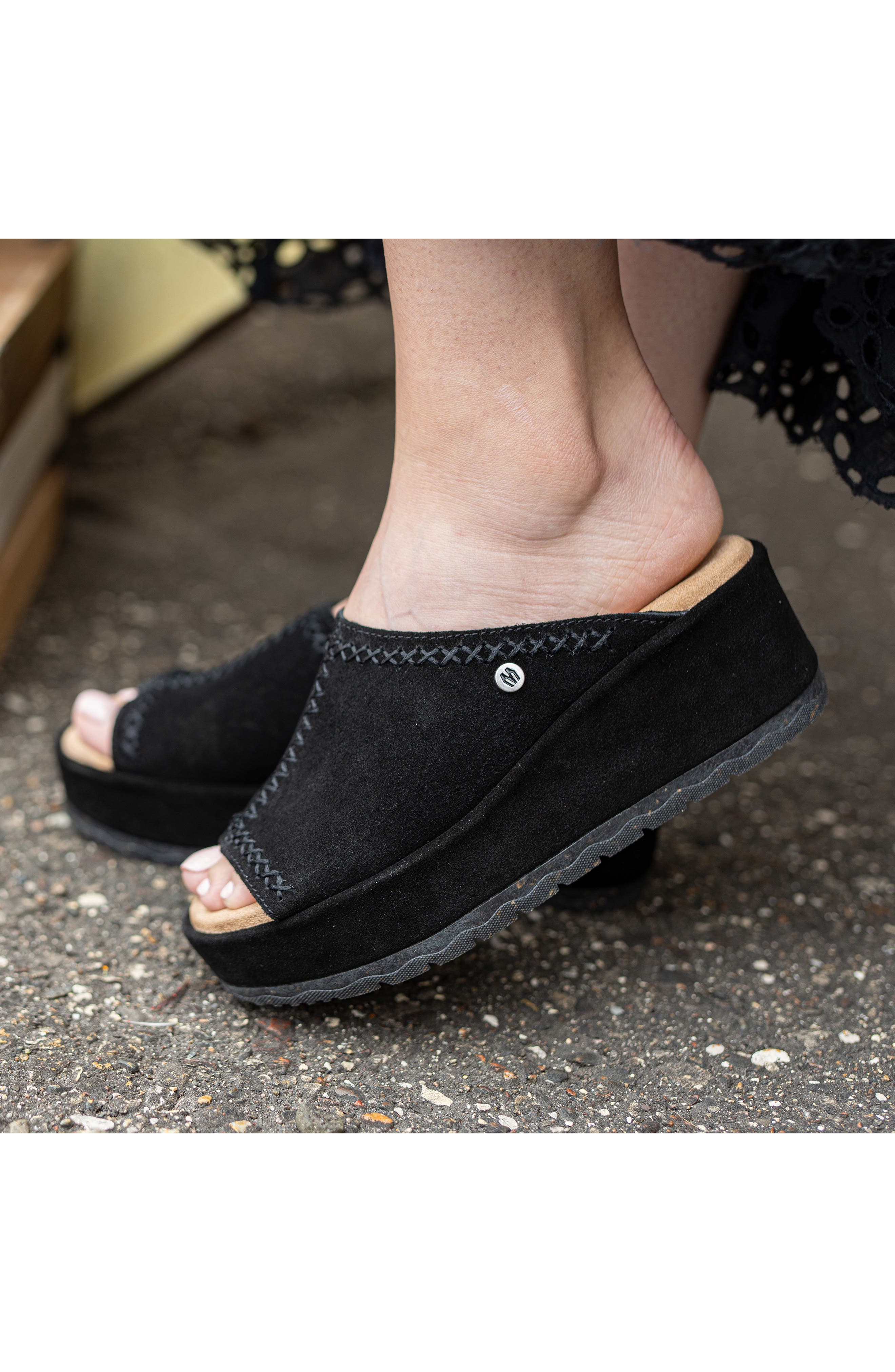 Minnetonka Paislee Wedge Sandal, Alternate, color, Black