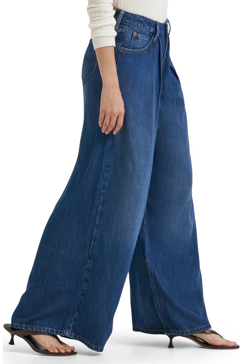 Pleated Slouchy Wide Leg Jeans, Alternate, color, FRESH BLANKET