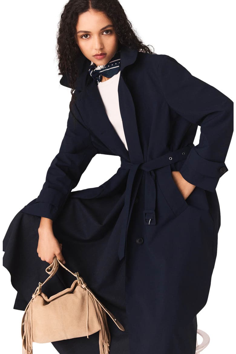 Removable rhinestone-hood trench, Alternate, color, Navy