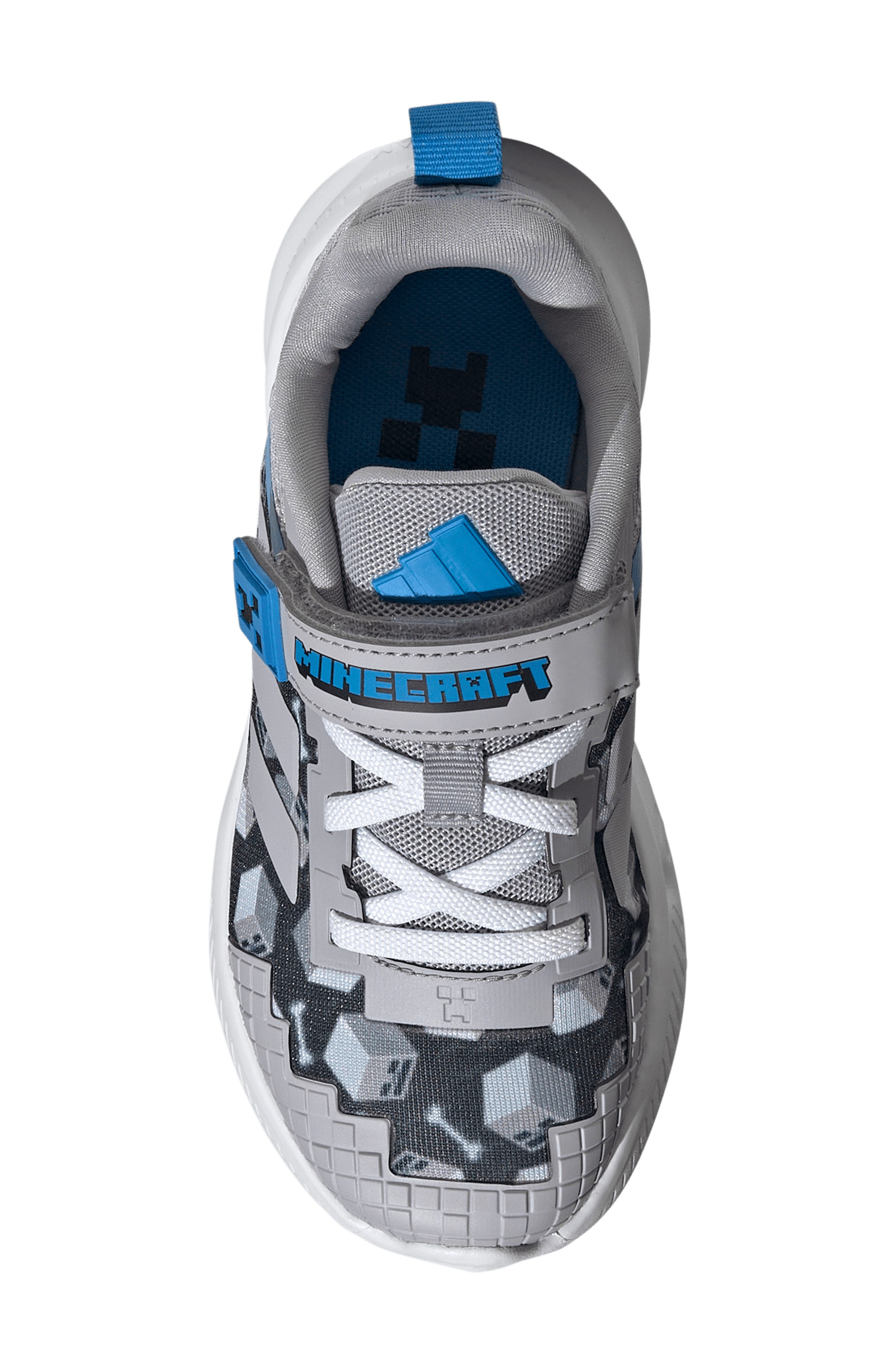 adidas x Minecraft<sup>®</sup> Kids' Fortarun 4.0 Sneaker, Alternate, color, Grey/ Blue/ White