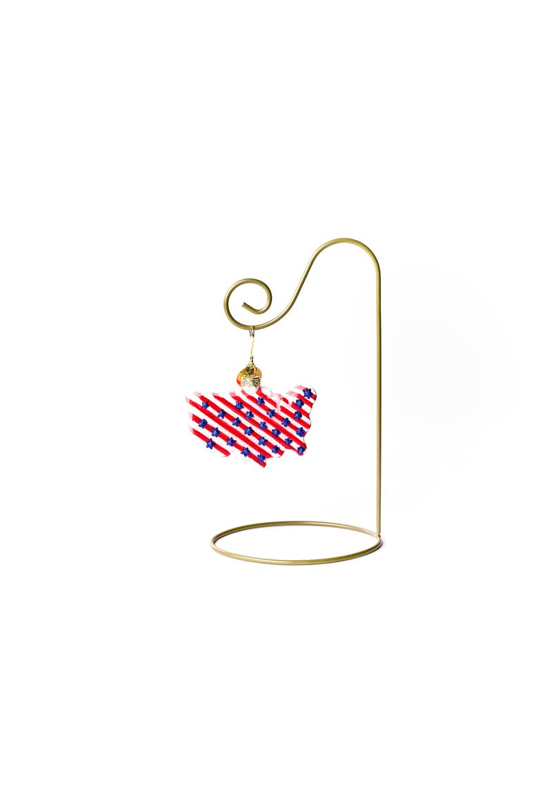 Stars and Stripes Shaped Ornament with Gold Stand, Main, color, Red