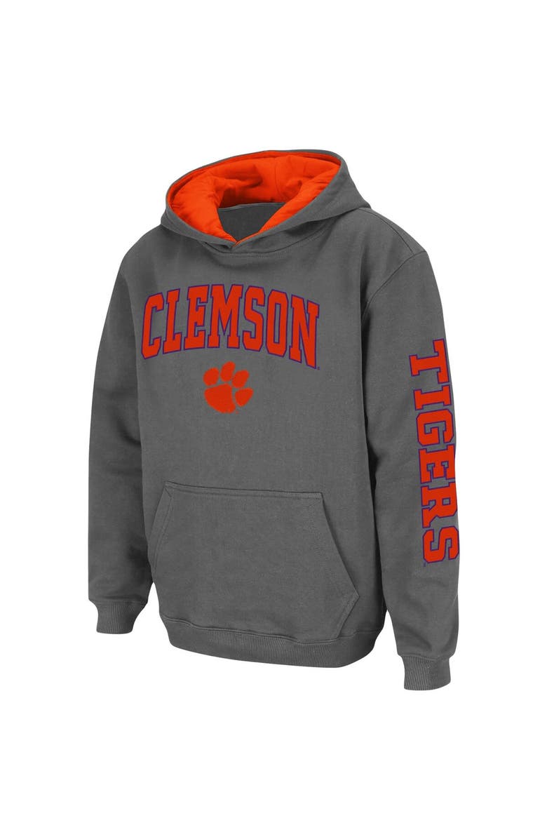COLOSSEUM Youth Colosseum Charcoal Clemson Tigers 2-Hit Team Pullover Hoodie, Alternate, color, Charcoal