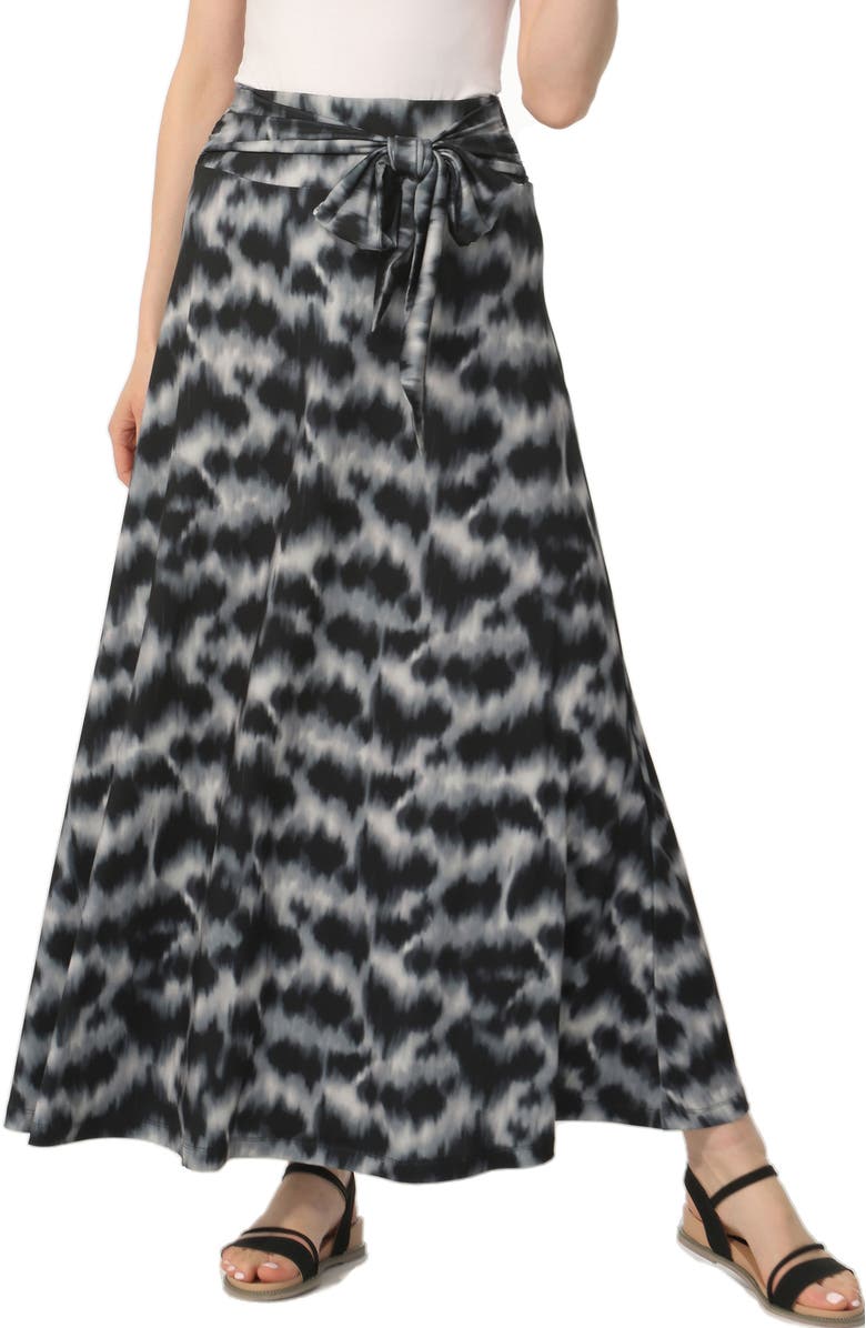 Kimi & Kai Women's Belted Maxi Skirt, Main, color, Black Gray