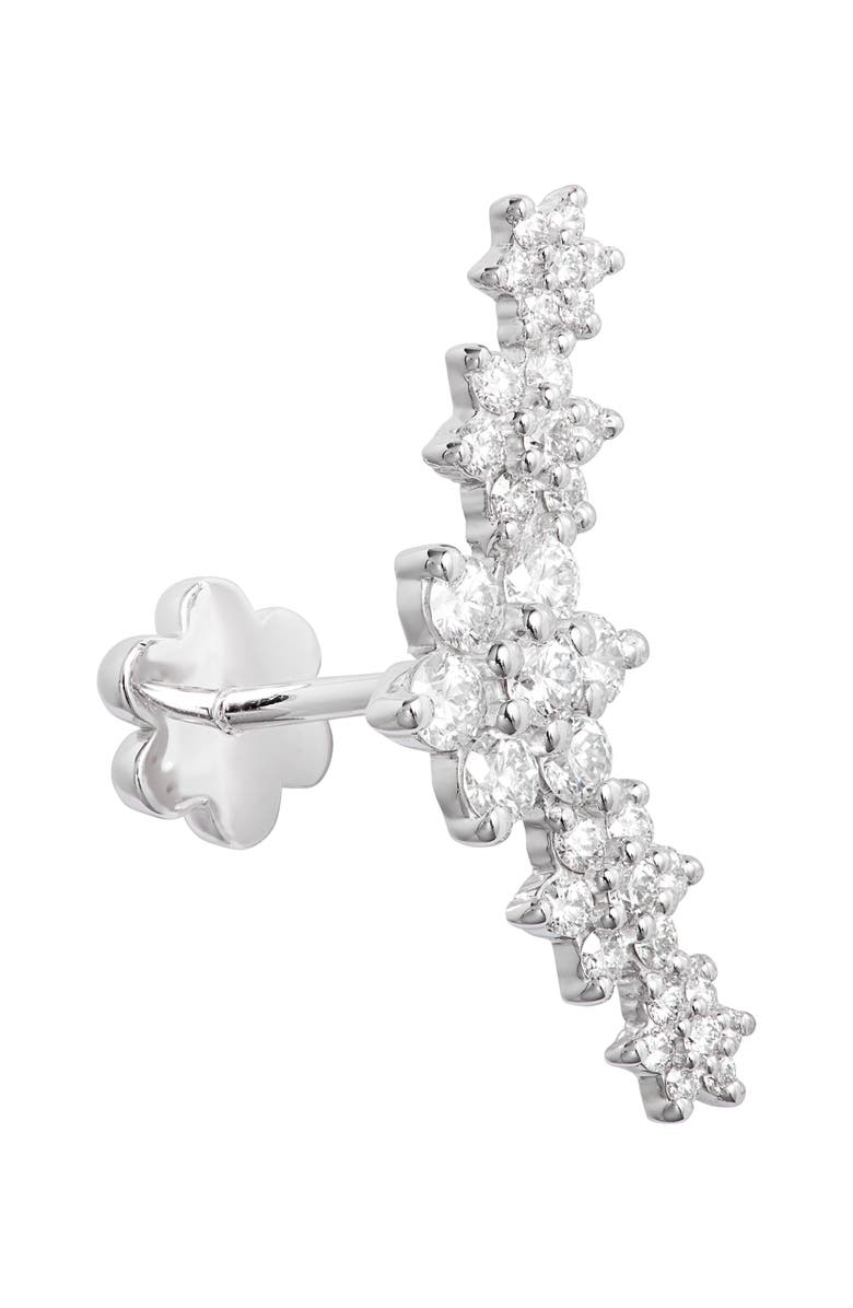 MARIA TASH Diamond Five Flower Garland Single Stud Earring, Alternate, color, 18K White Gold/ Diamond