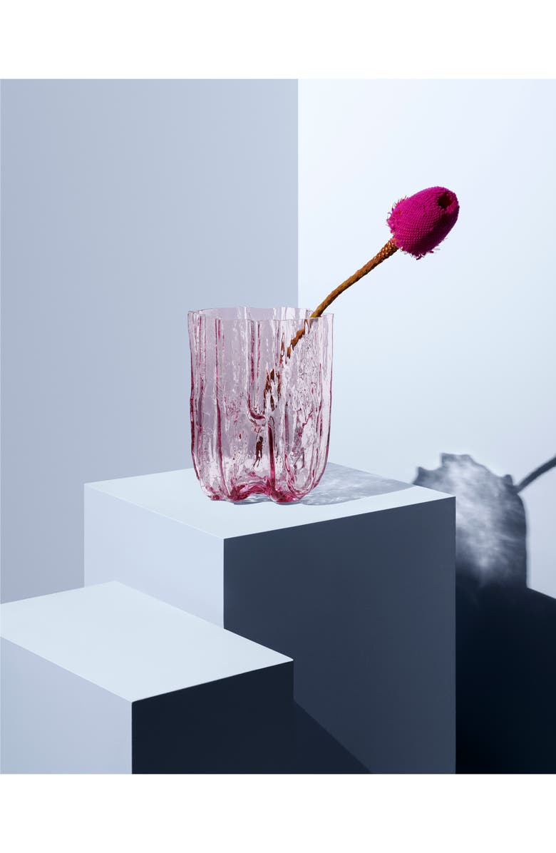 Kosta Boda Crackle Pink Tall Glass Vase, Alternate, color, Pink