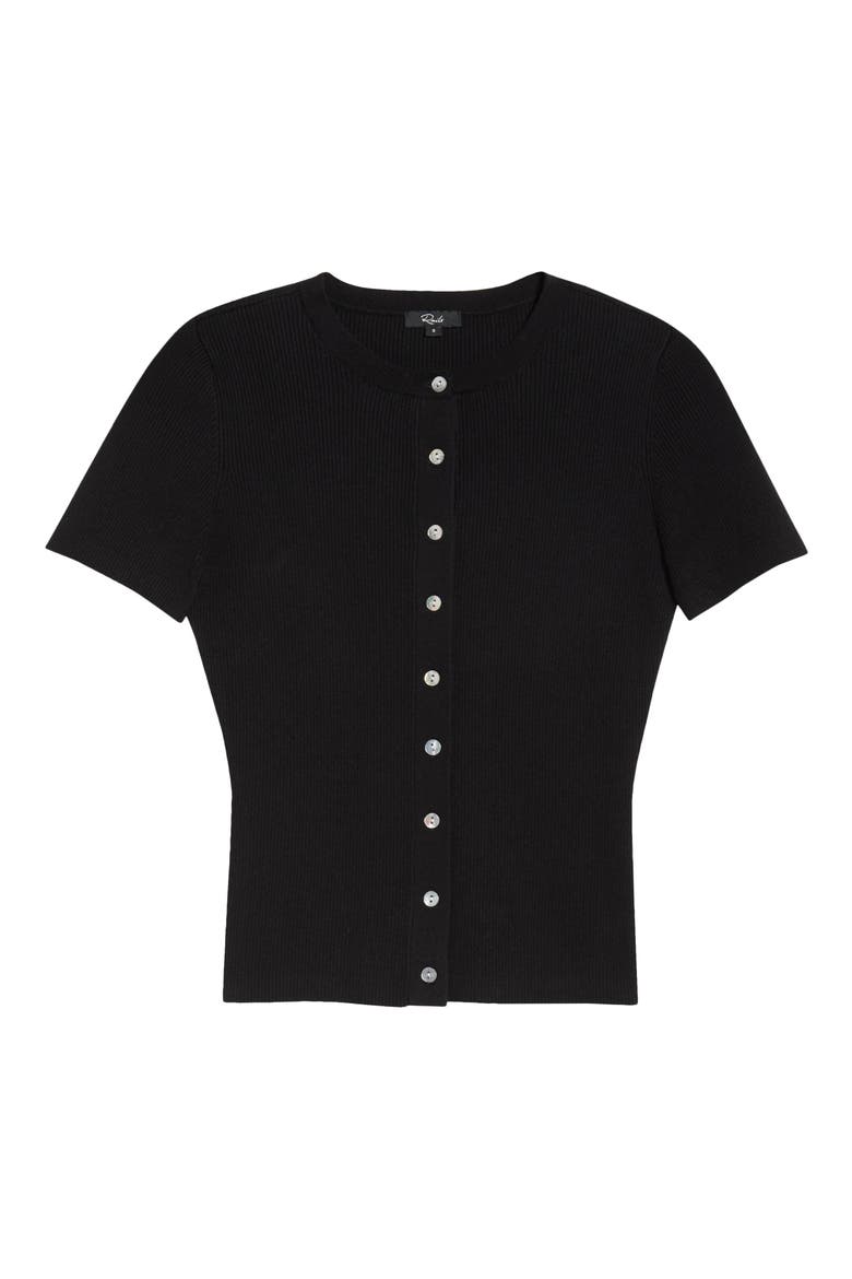 Bonnie Button Front Knit Top, Alternate, color, BLACK