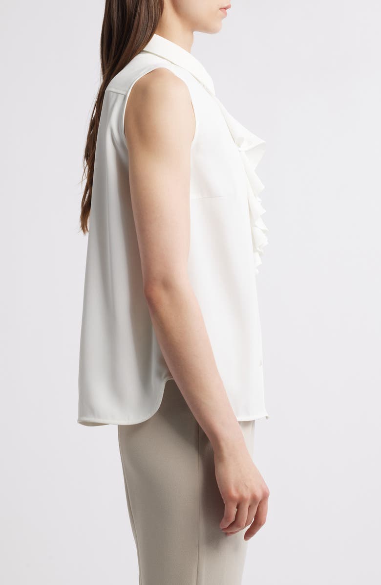 Ming Wang x Tanya Foster Ruffle Sleeveless Button-Up Shirt, Alternate, color, 
