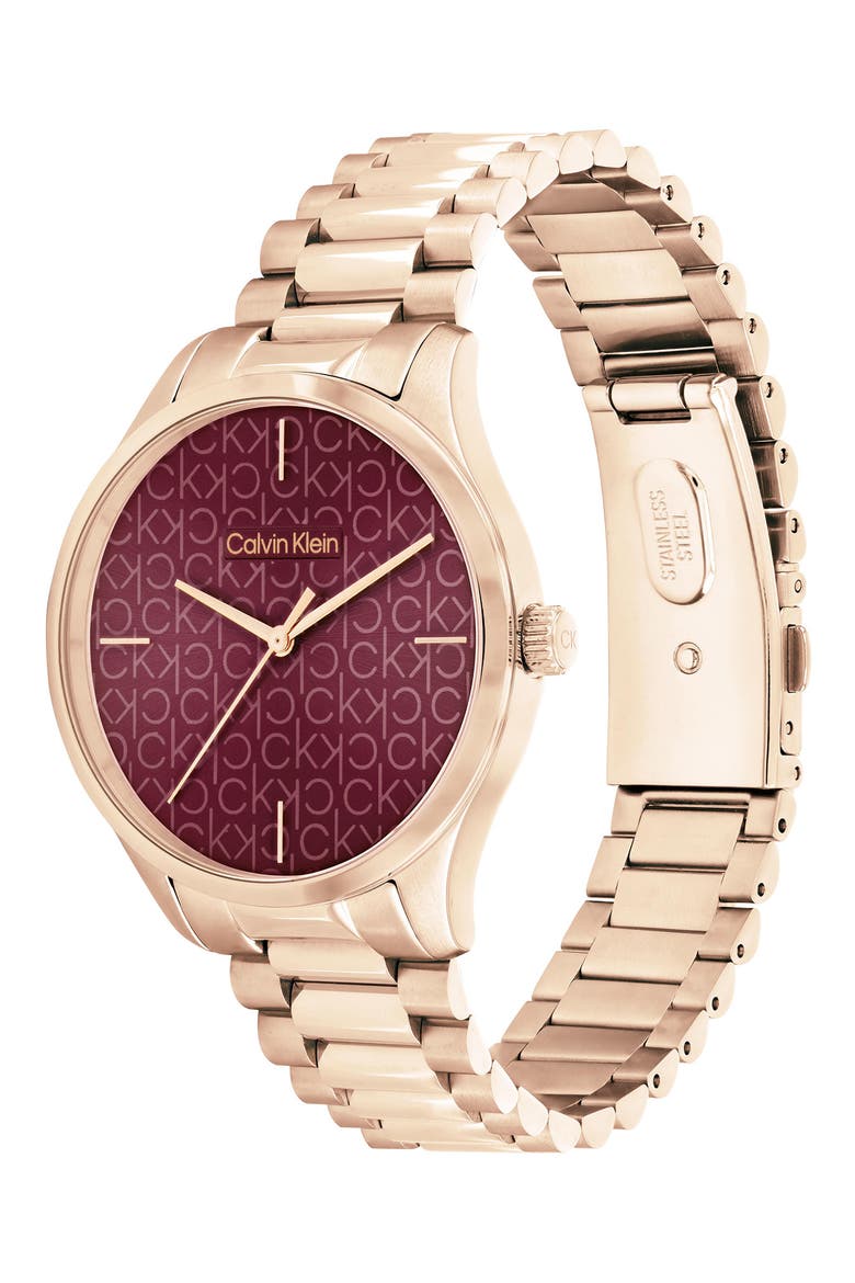 CK Iconic Bracelet Watch, 35mm, Alternate, color, BURGUNDY