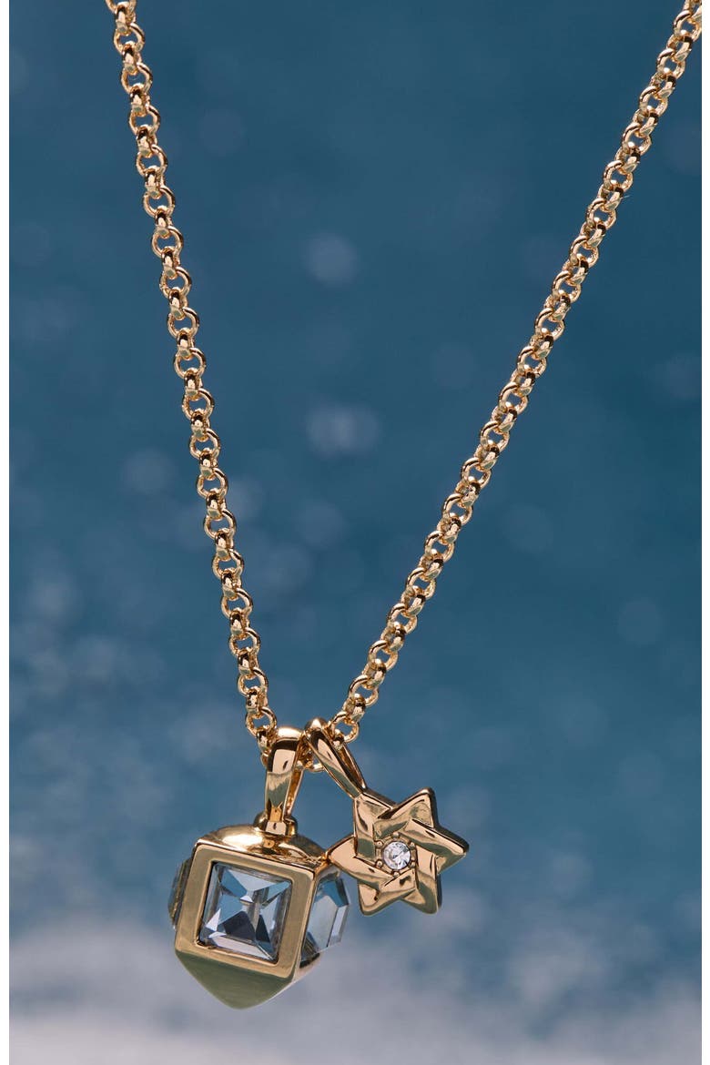 Hanukkah Duo Charm Necklace, Alternate, color, Gold