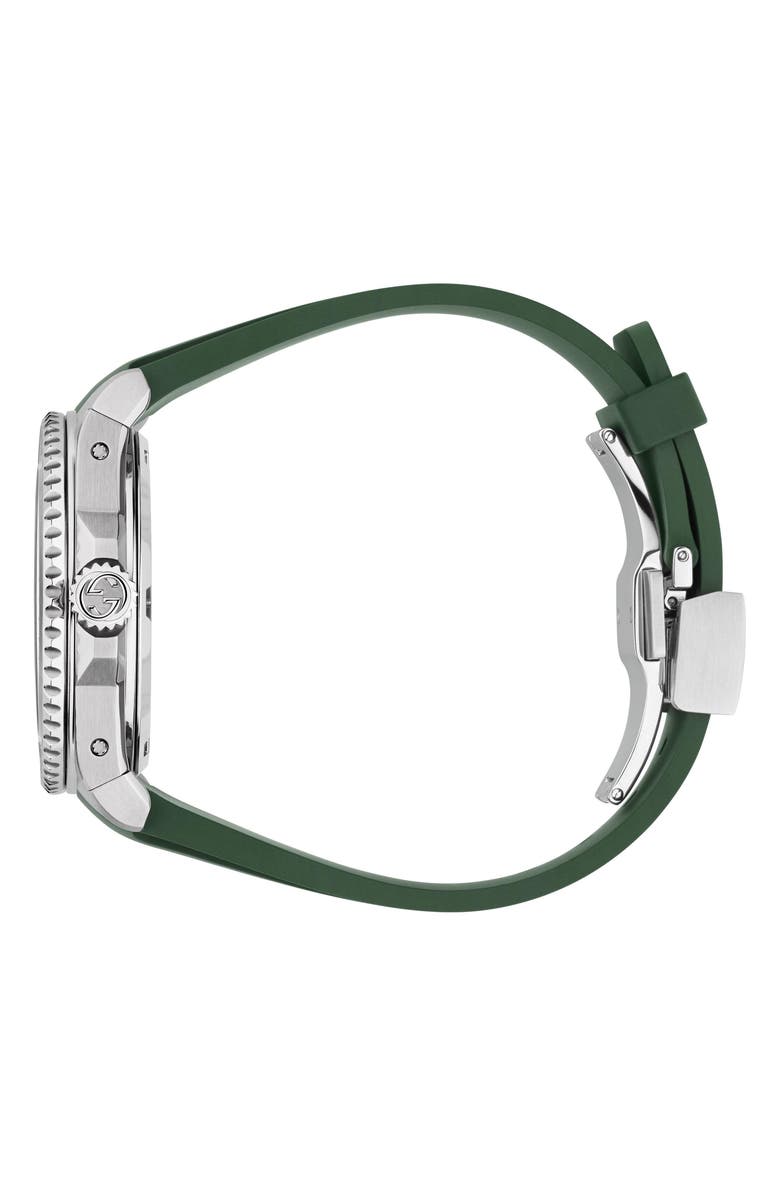 Gucci Dive Automatic Rubber Strap Watch, 40mm, Alternate, color, Green