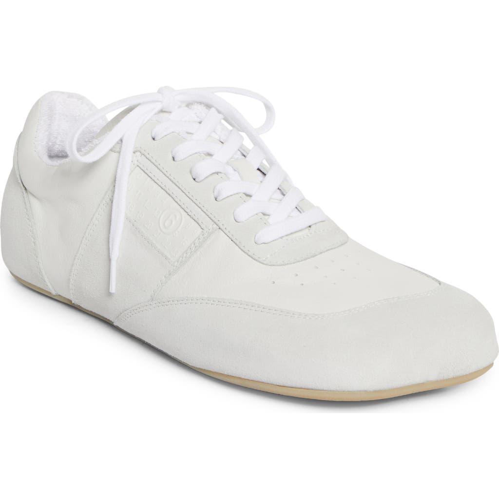 Mm6 Maison Margiela White Leather And Suede Sneaker In White