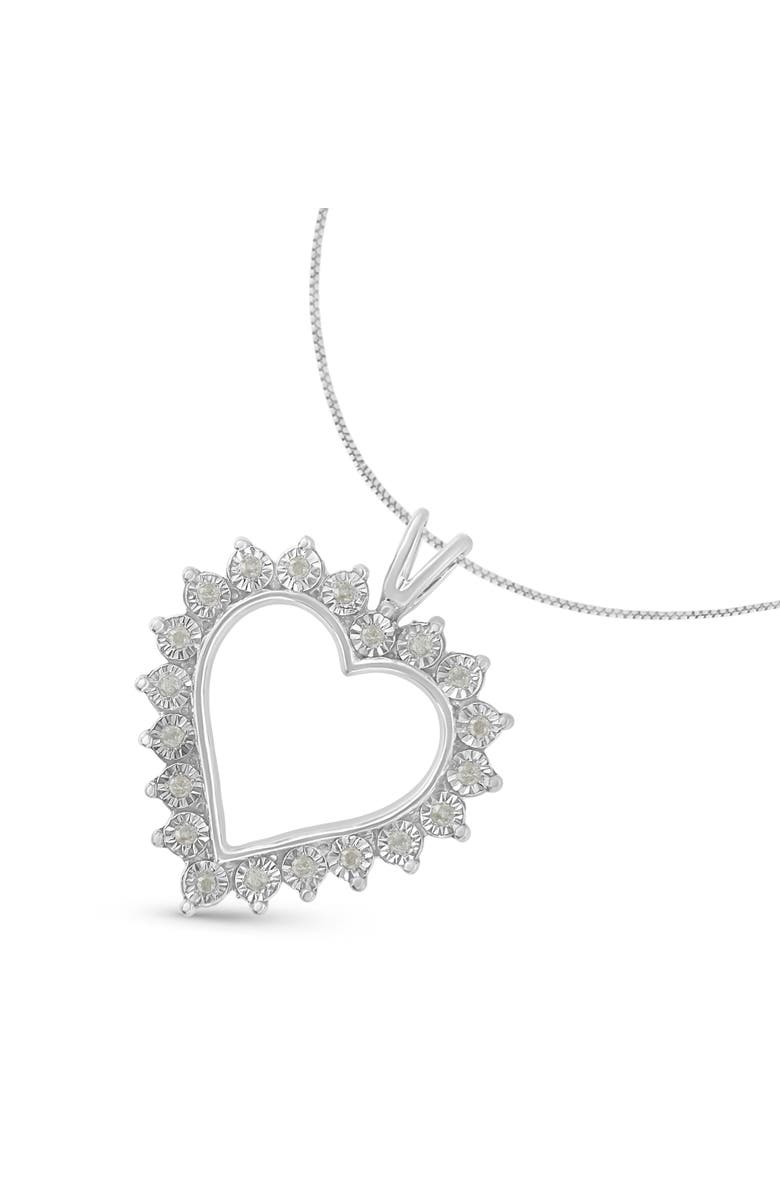 Haus of Brilliance Silver 1/4 Cttw Miracle Set Diamond Open Heart Pendant Necklace, Alternate, color, White