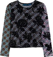 Chopova Lowena Picnic Plaid Flocked Mesh T-Shirt