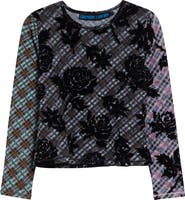 Chopova Lowena Picnic Plaid Flocked Mesh T-Shirt