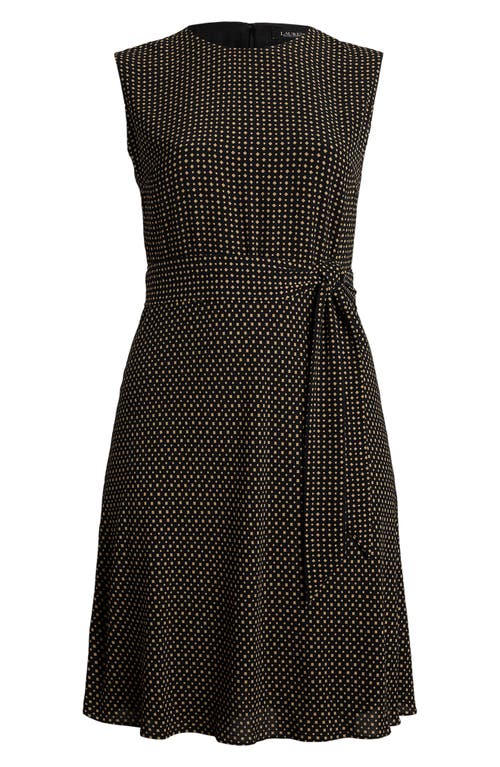 Ralph Lauren Geo-print Belted Bubble Crepe Dress In Multi
