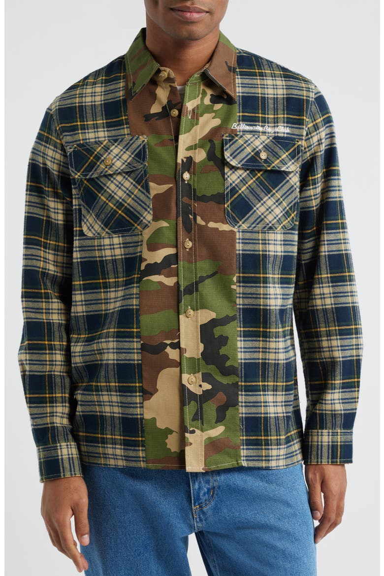 BB Wanderlust Plaid & Camo Cotton Button-Up Shirt, Alternate, color, CYPRESS
